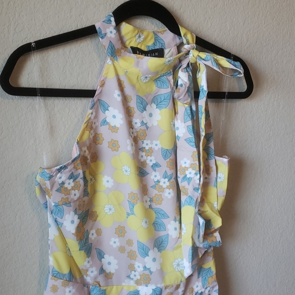 Floral Print Tie Neck Sleeveless Jumpsuit - Picture 8 of 9